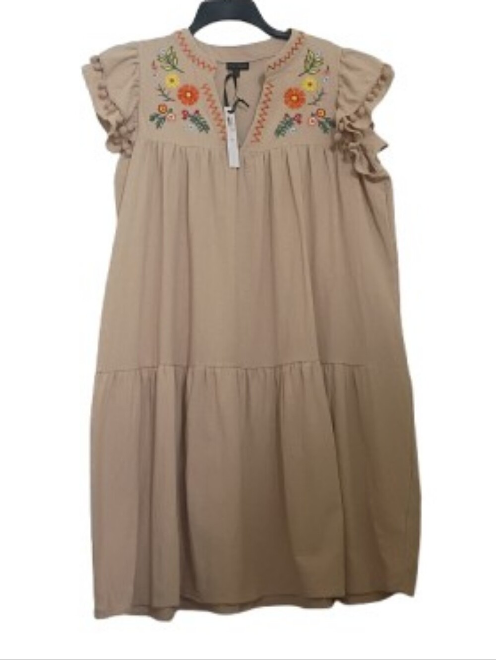 Coco + Carmen Boho Floral Embroidered V-Neck Pom Pom Freya Tier Dress L/XL New! - Picture 4 of 12